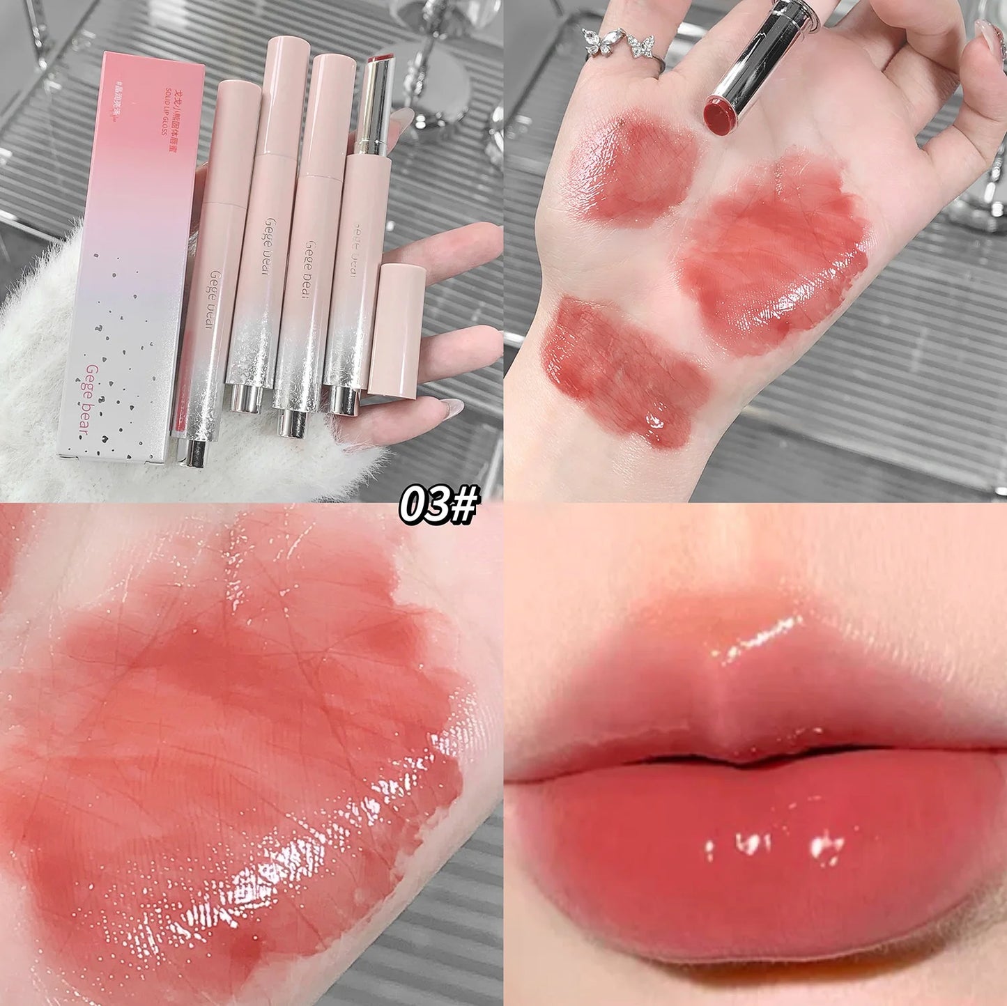 Rouge à lèvres solide en gelée, mignon, hydratant, miroir, rouge à lèvres marron, transparent, hydratant, teinte pour les lèvres, nature, nude, maquillage pour les lèvres, cosmétiques